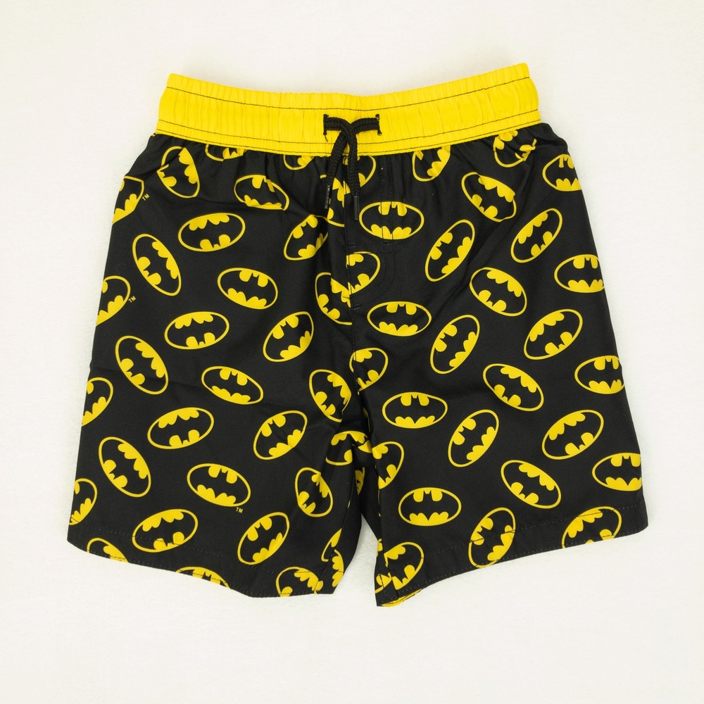Batman Swim Trunks Kids Boys 4T Black Yellow UPF 50+ Quick Dry Mesh Briefs